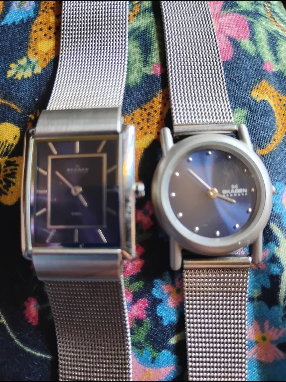 Skagen Men’s & WOMANS Blue Dial Stainless Steel Mesh Strap Watch